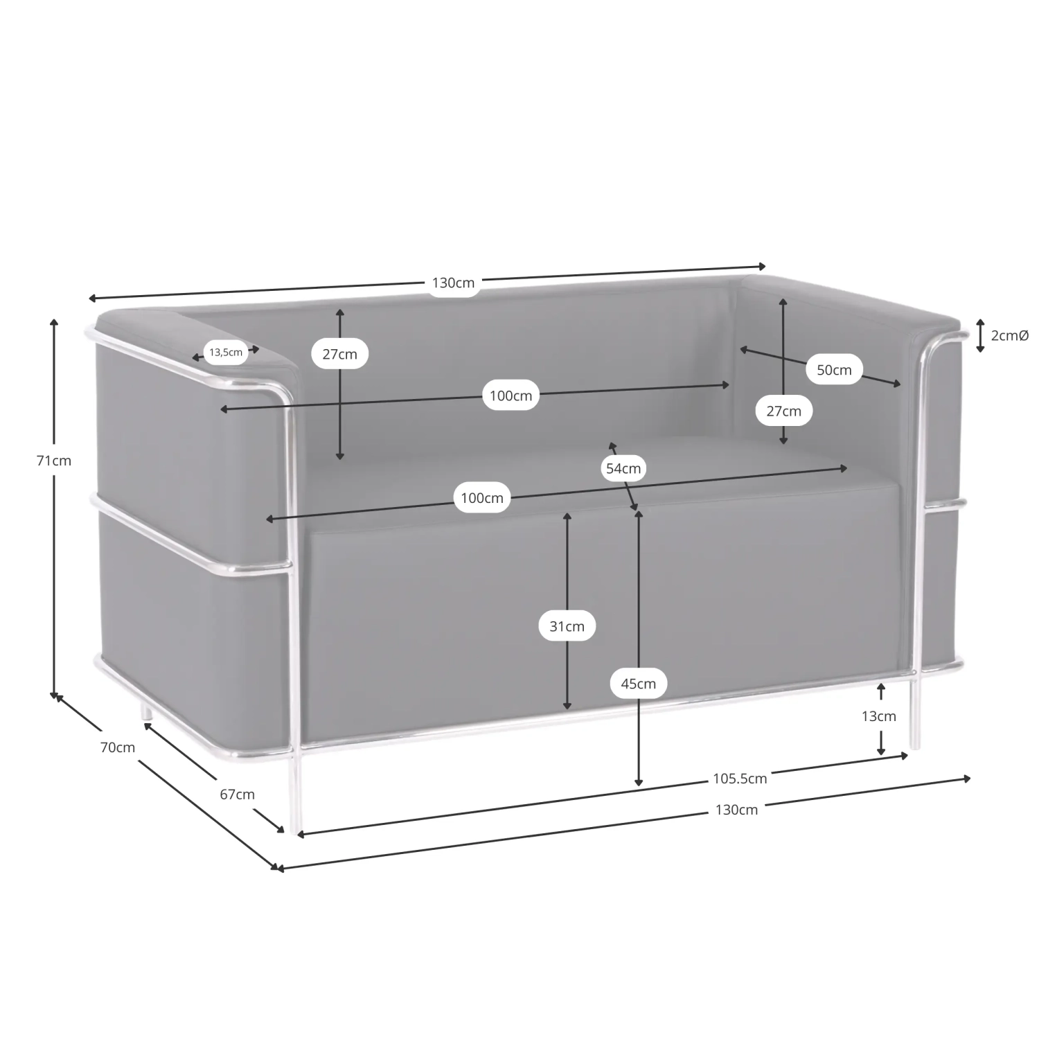 Divano di design a 2 posti rivestito in ecopelle Torino Nest Dream - 39