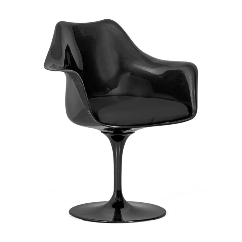 Lotus Arms All Black stoel met katoenen kussen FURNMOD - 1