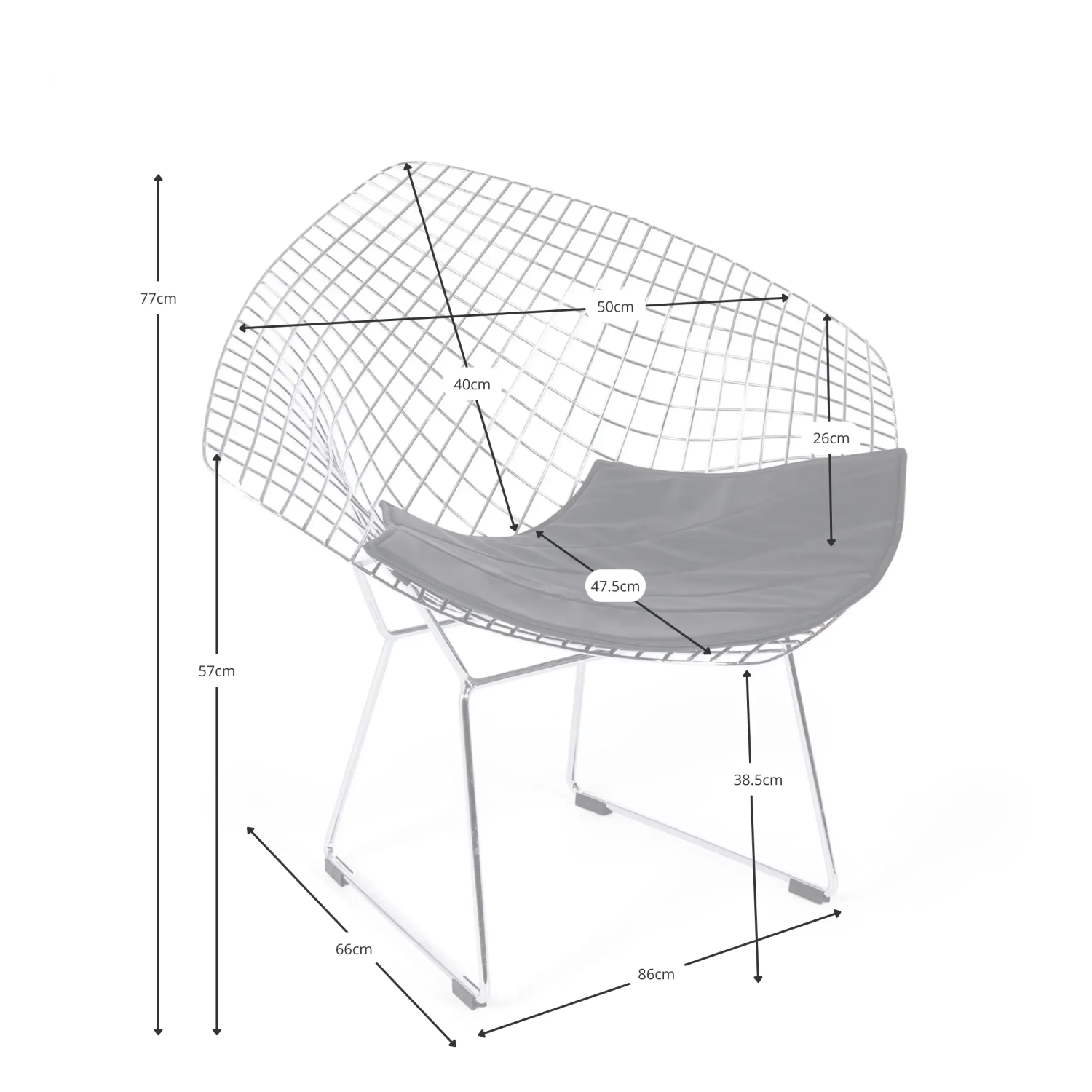 Diamond Design-Sessel aus verchromtem Stahl FURNMOD - 26