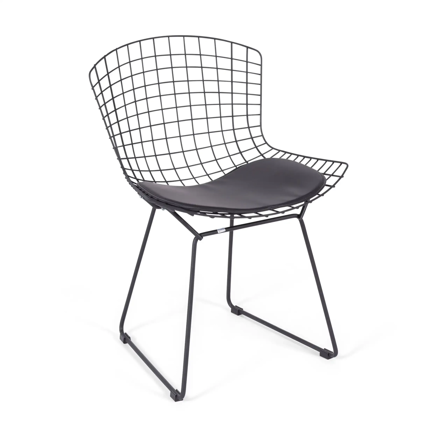 Replica metalen stoel Bertoia in zwart staal in industriële stijl van de beroemde ontwerper Hans J. Wegner