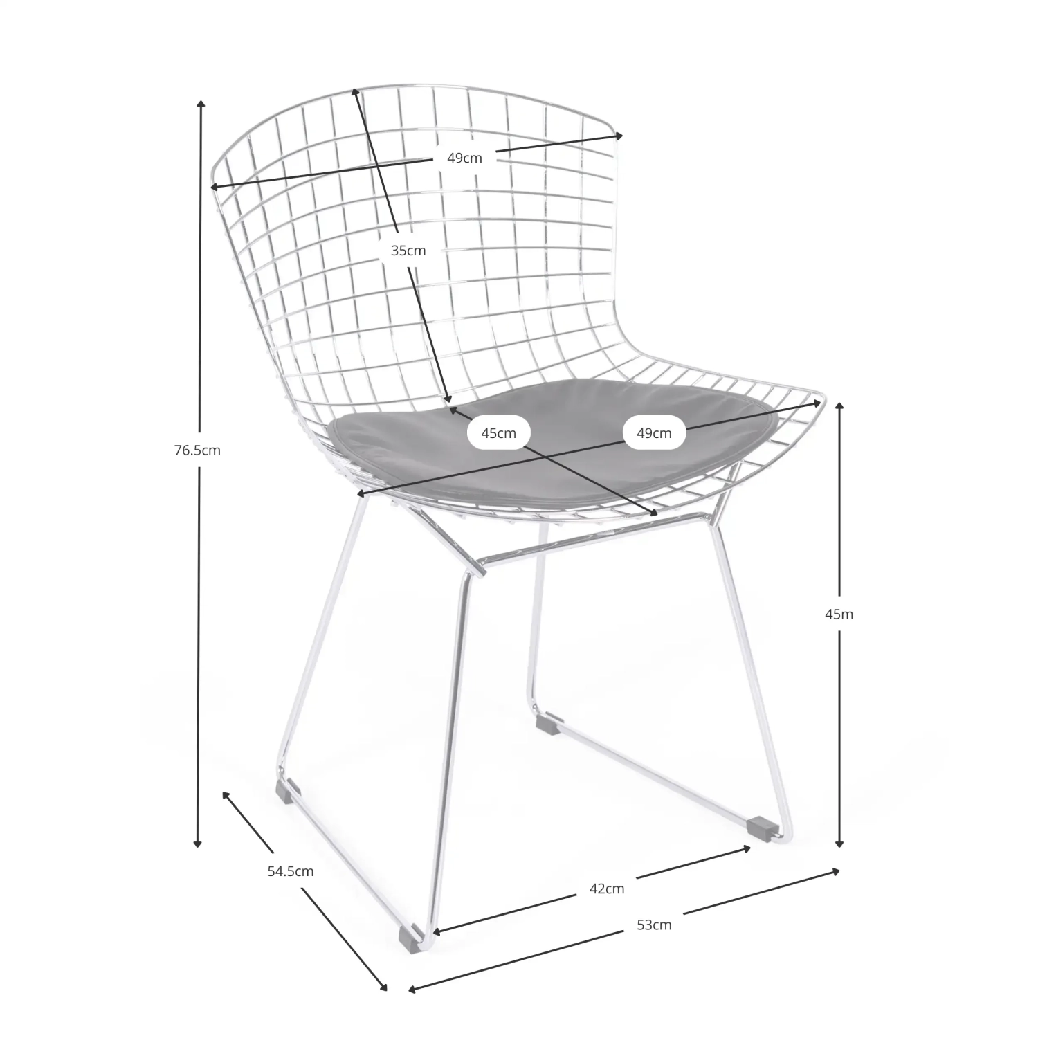 Replika Bertoia stol i svart stål - Metallstolar - MuebleDesign
