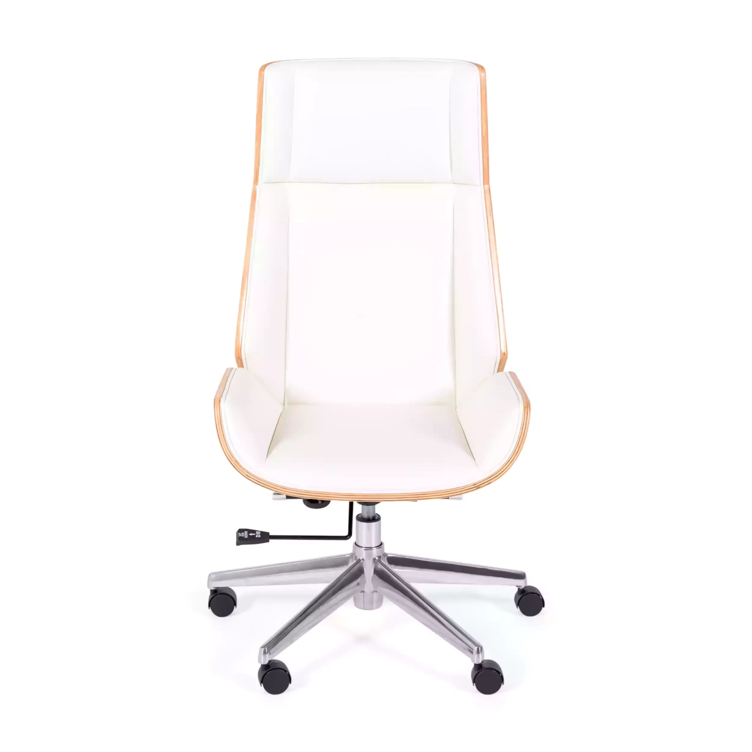 Chaise de bureau Nordic Highback en érable et éco-cuir blanc - Meubles Concept