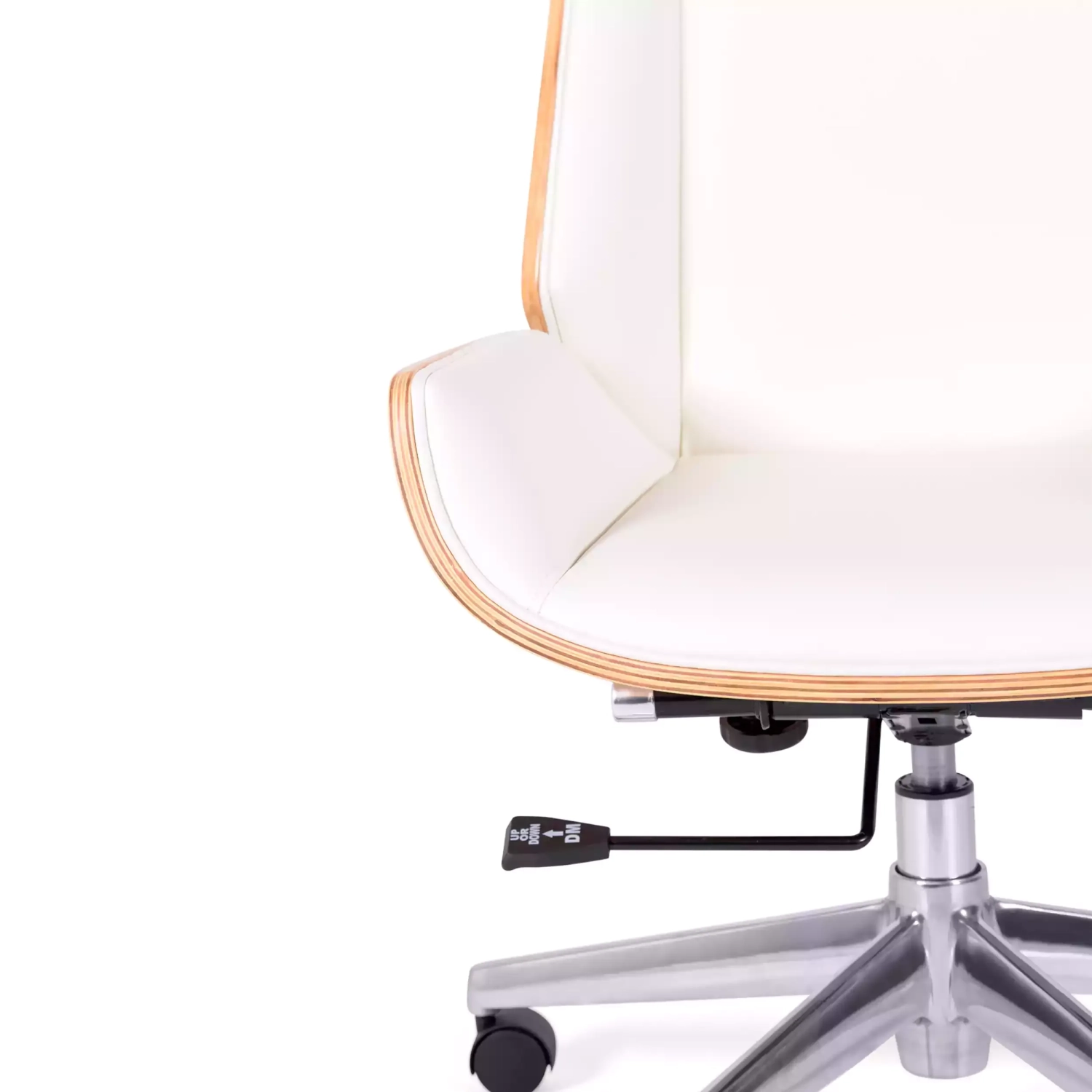 Silla oficina Nordic Highback en arce y polipiel blanca - Mueble Design
