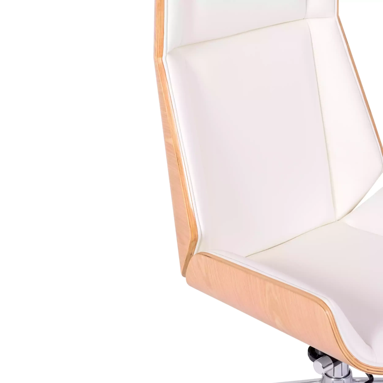 Silla oficina Nordic Highback en arce y polipiel blanca - Mueble Design