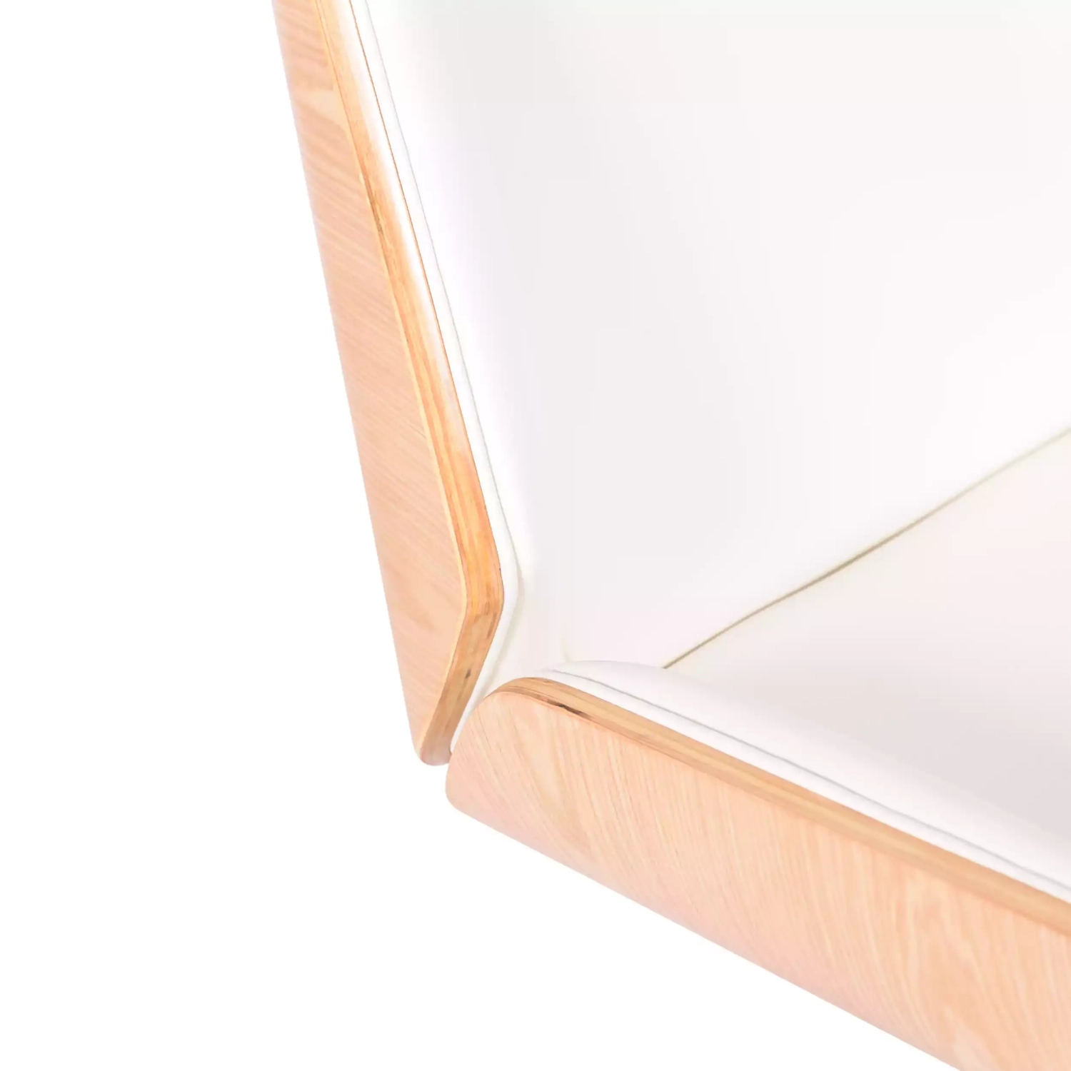 Cadeira de escritório Nordic Highback em ácer e couro ecológico branco - Mueble Design