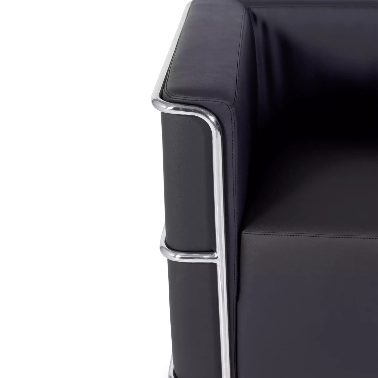 Sofá moderno Torino de 1 lugar em couro e aço cromado - Mueble Design