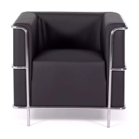 Torino 1 zits moderne sofa in leer en verchroomd staal - Mobelarium