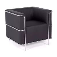 Torino 1 seater modern sofa in leather and chromed steel - Mueble Design