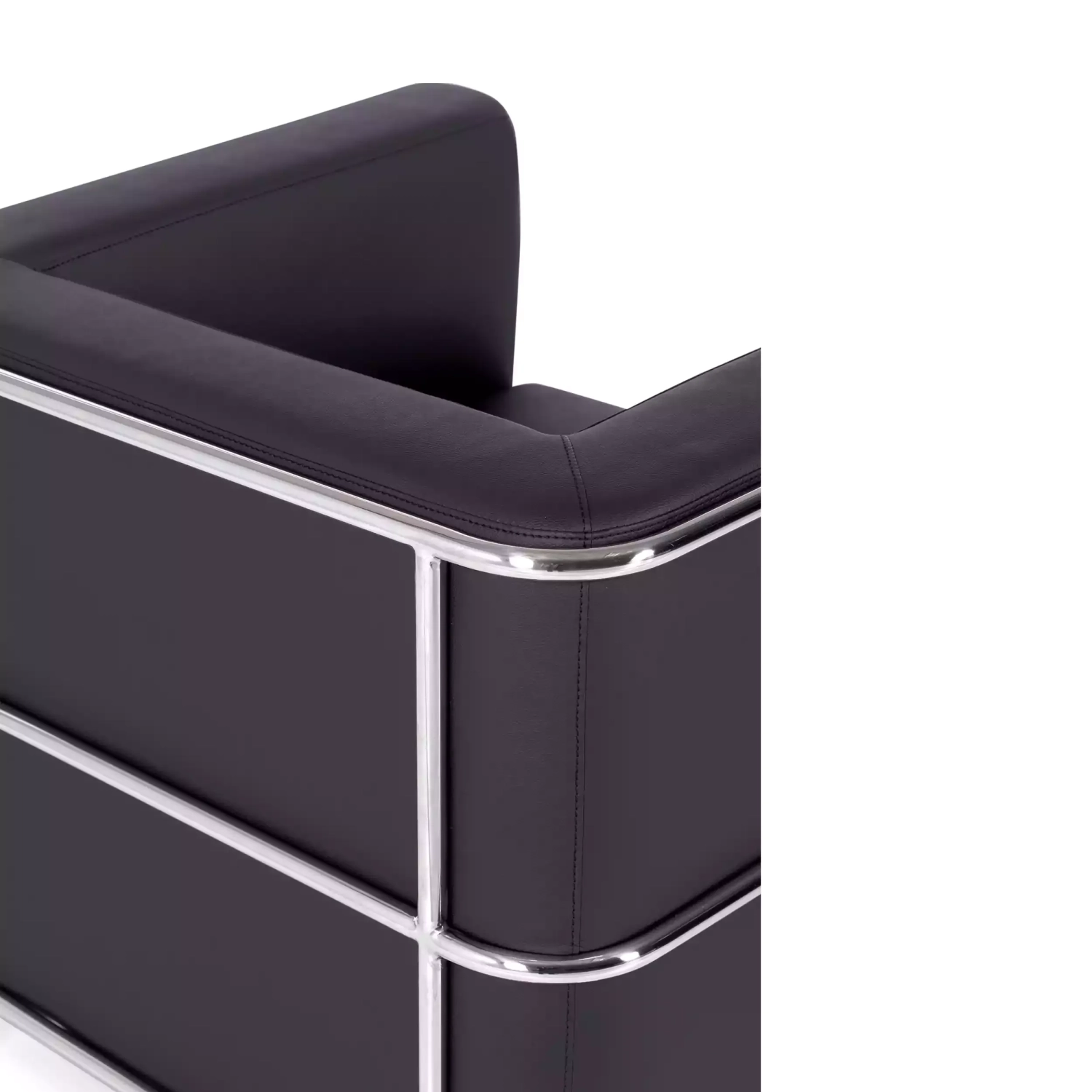 Torino 1-osobowa nowoczesna sofa ze skóry i chromowanej stali - Mobelarium
