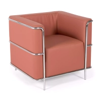 Torino 1-osobowa nowoczesna sofa ze skóry i chromowanej stali - Mobelarium