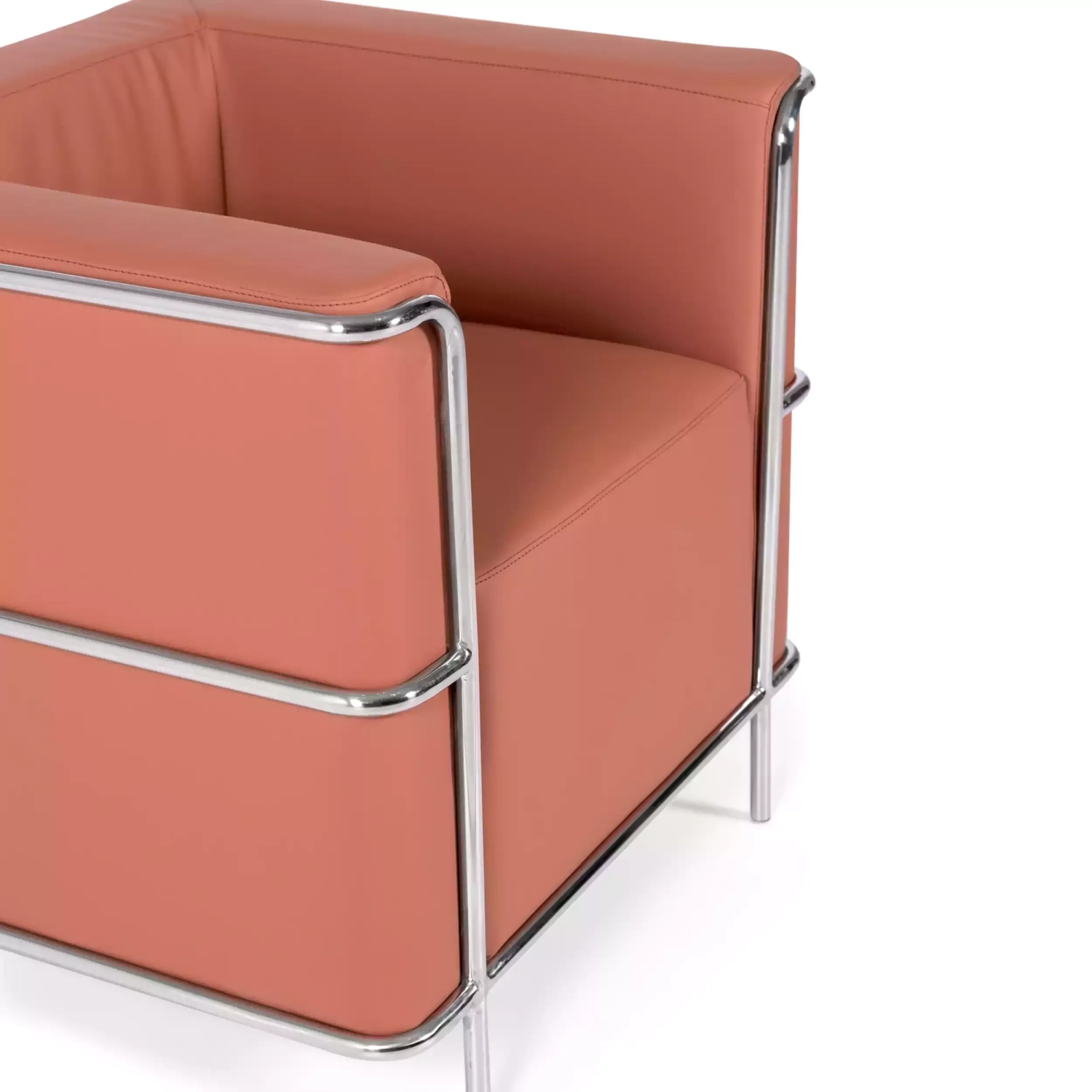 Torino 1-sitziges modernes Sofa aus Leder und verchromtem Stahl - Mobelarium
