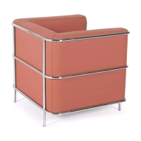 Torino 1-osobowa nowoczesna sofa ze skóry i chromowanej stali - Mobelarium
