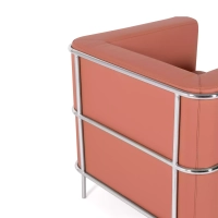 Torino 1-sitsig modern soffa i läder och förkromat stål - Mobelarium