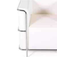 Torino 1 zits moderne sofa in leer en verchroomd staal - Mobelarium