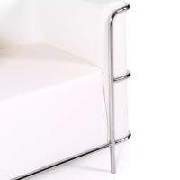 Torino 1 zits moderne sofa in leer en verchroomd staal - Mobelarium