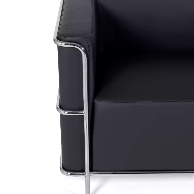 Sofá Torino de 2 lugares em couro ecológico e aço cromado 🛋️ - Mueble Design