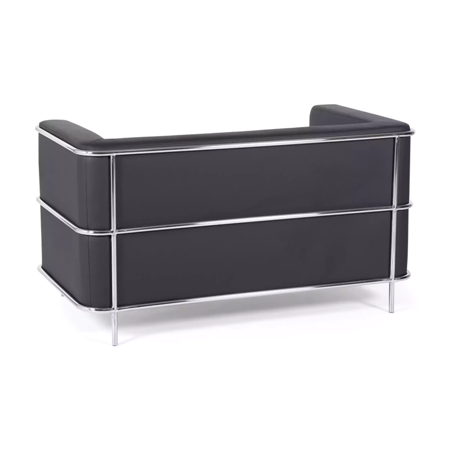 Torino 2-zitsbank van ecoleder en verchroomd staal 🛋️ - Mobelarium