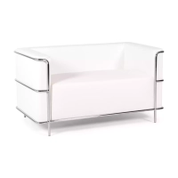 Torino 2-zitsbank van ecoleder en verchroomd staal 🛋️ - Mobelarium