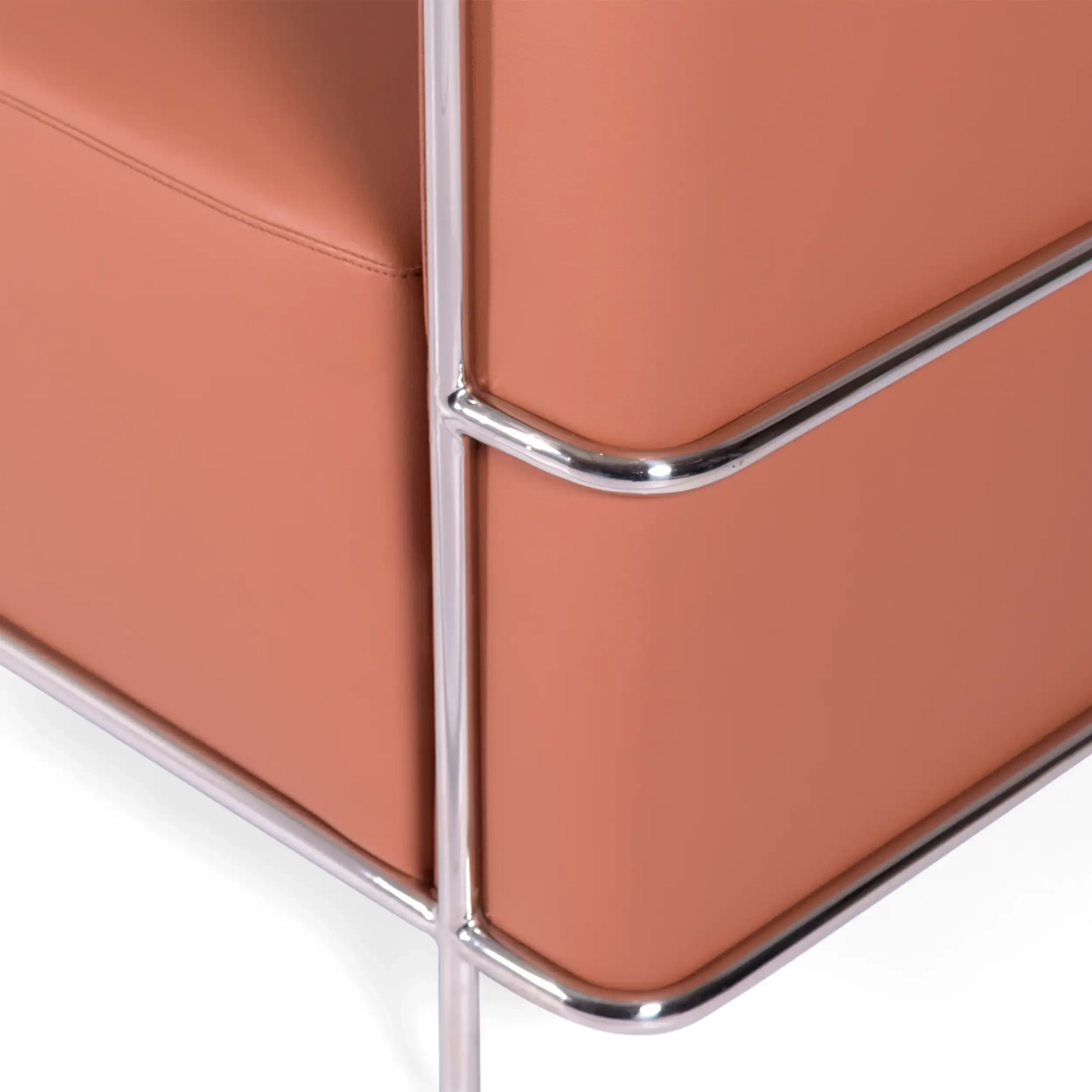 Sofá Torino de 3 lugares em couro ecológico e aço cromado - Mueble Design