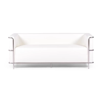 Sofa 3-osobowa Torino z ekoskóry i chromowanej stali - Mobelarium