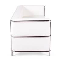 Sofá Torino de 3 lugares em couro ecológico e aço cromado - Mueble Design