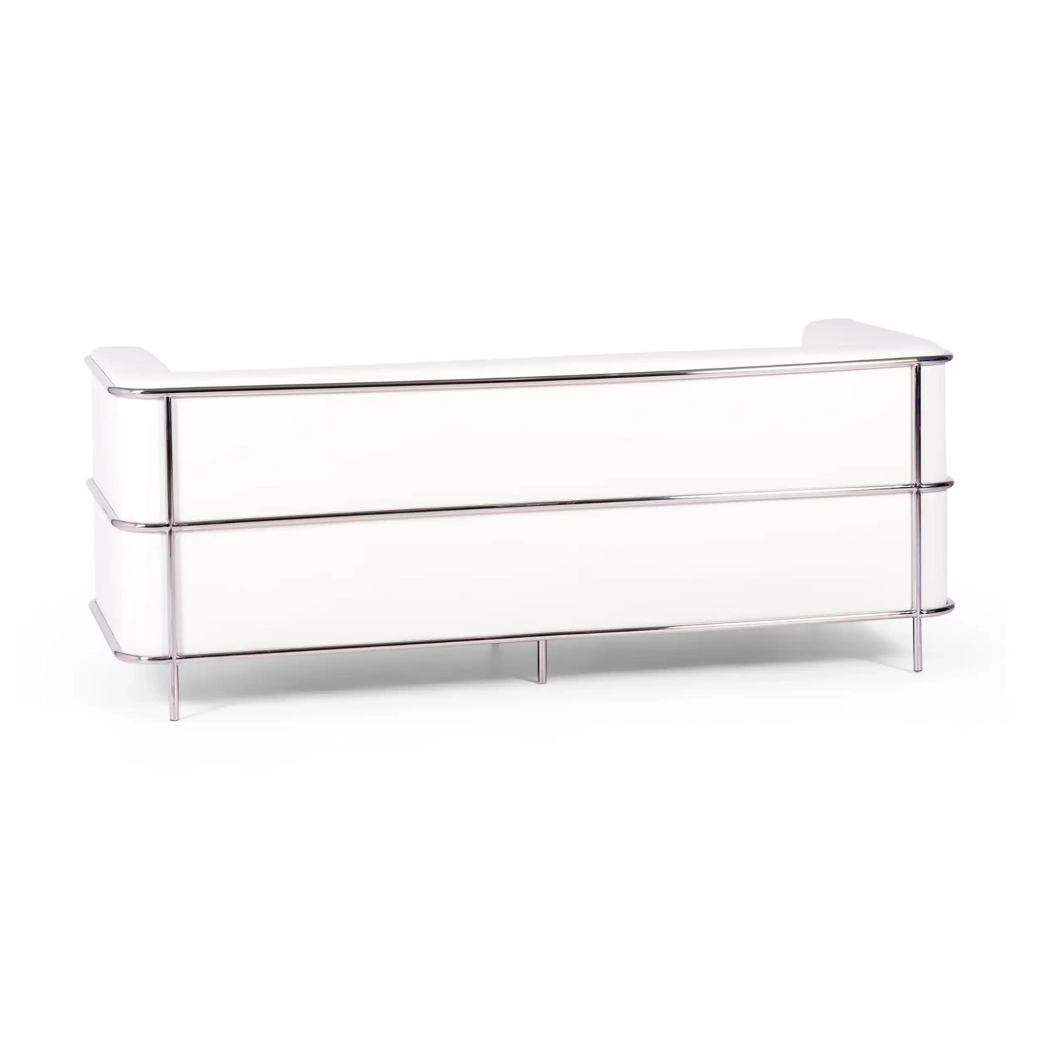 Sofa 3-osobowa Torino z ekoskóry i chromowanej stali - Mobelarium