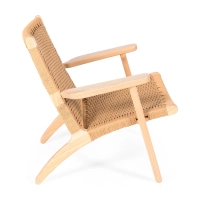 Cadeirão Catani CH25 | Design escandinavo em freixo e corda natural