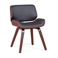 Chair Nordic in walnut and black eco-leather : Elegant Scandinavian design