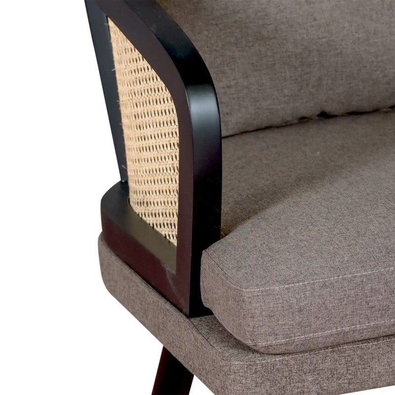 Cadeirão de vime natural Leeds com almofada de algodão: estilo vintage Nórdico