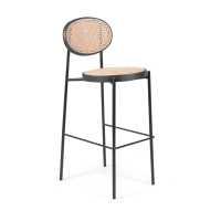 Taburete Vintage Preston 75 cm | Ratán Natural y Estructura Negra
