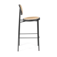 Stołek Vintage Preston 75 cm | Naturalny rattan i czarna rama