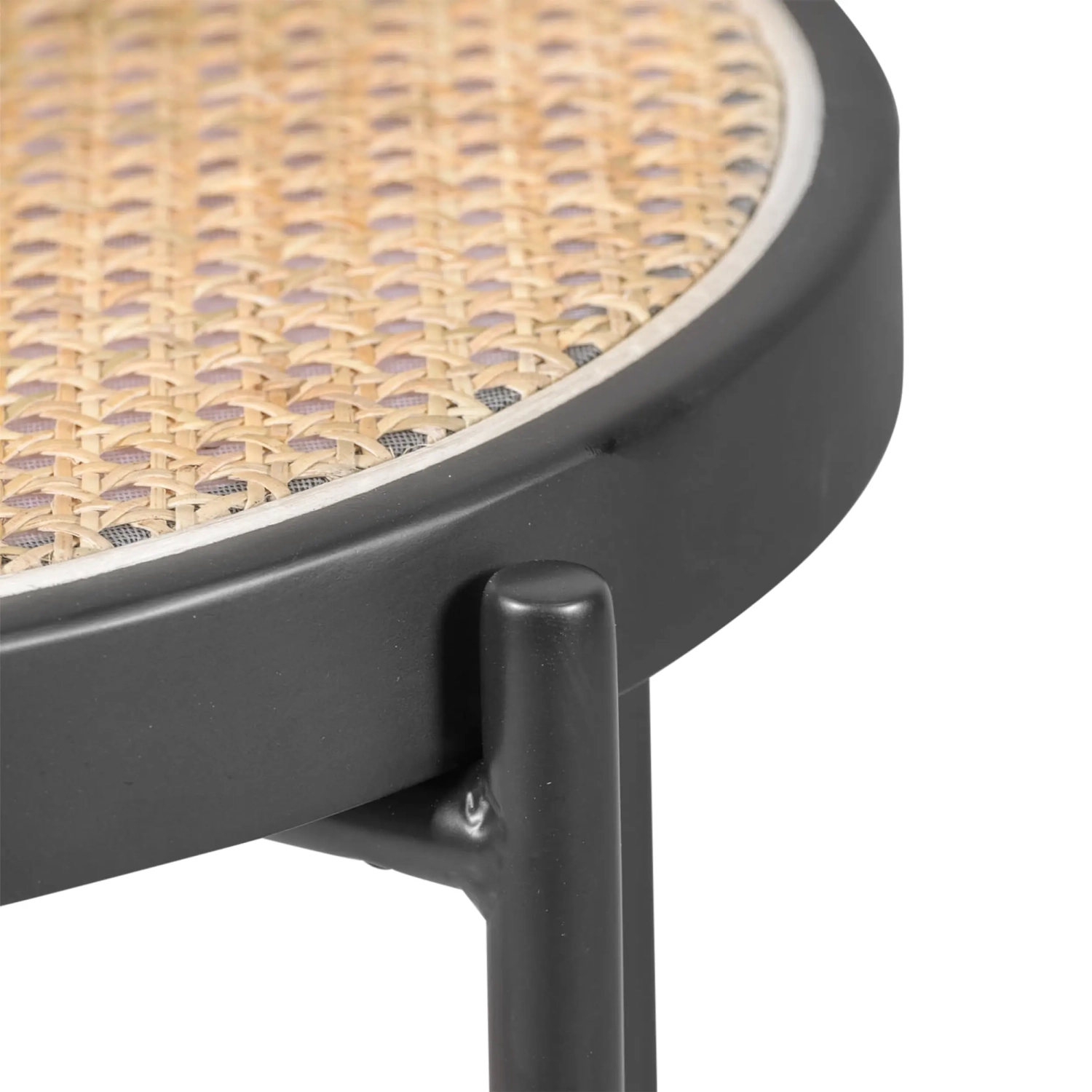 Barstoel Vintage Preston 75 cm | Natuurlijk rotan en zwart frame