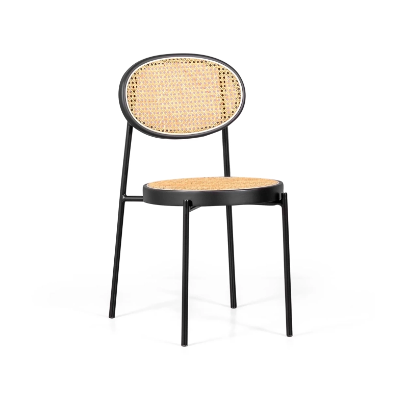 Set 4 Stoelen Preston Natuurlijk Rotan | Retro en Handgemaakt Ontwerp