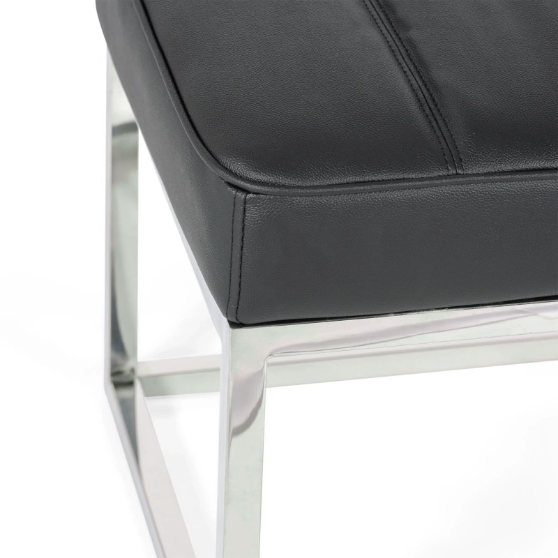 Praga Design Bank aus verchromtem Stahl und Kunstleder | Moderner Stil