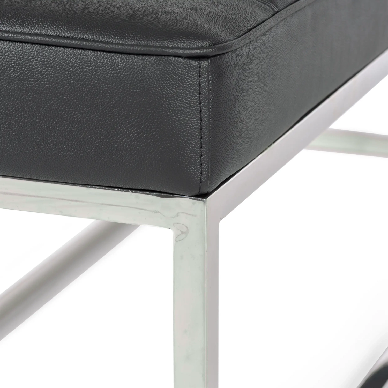 Praga Design Bank van Verchroomd Staal en Kunstleer | Moderne Stijl