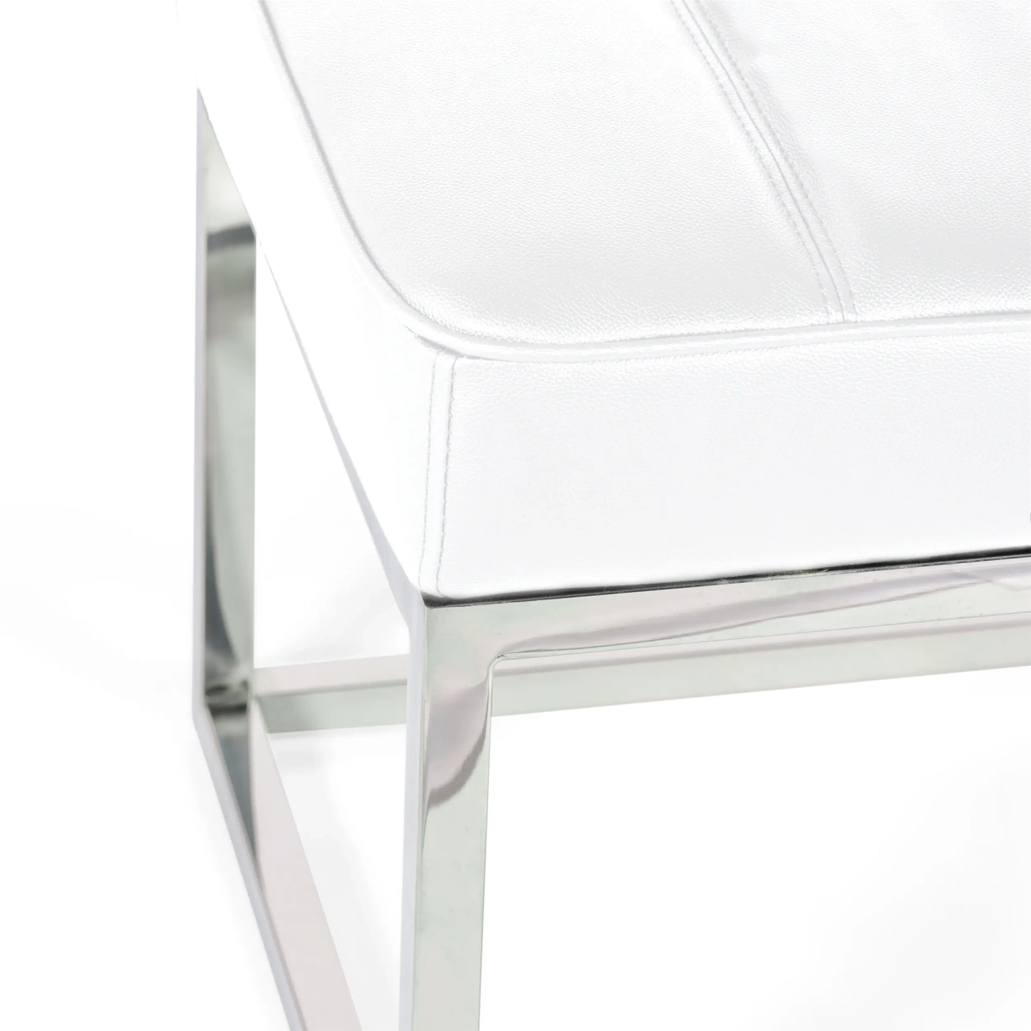Panchina di design Praga in acciaio cromato e similpelle | Stile moderno