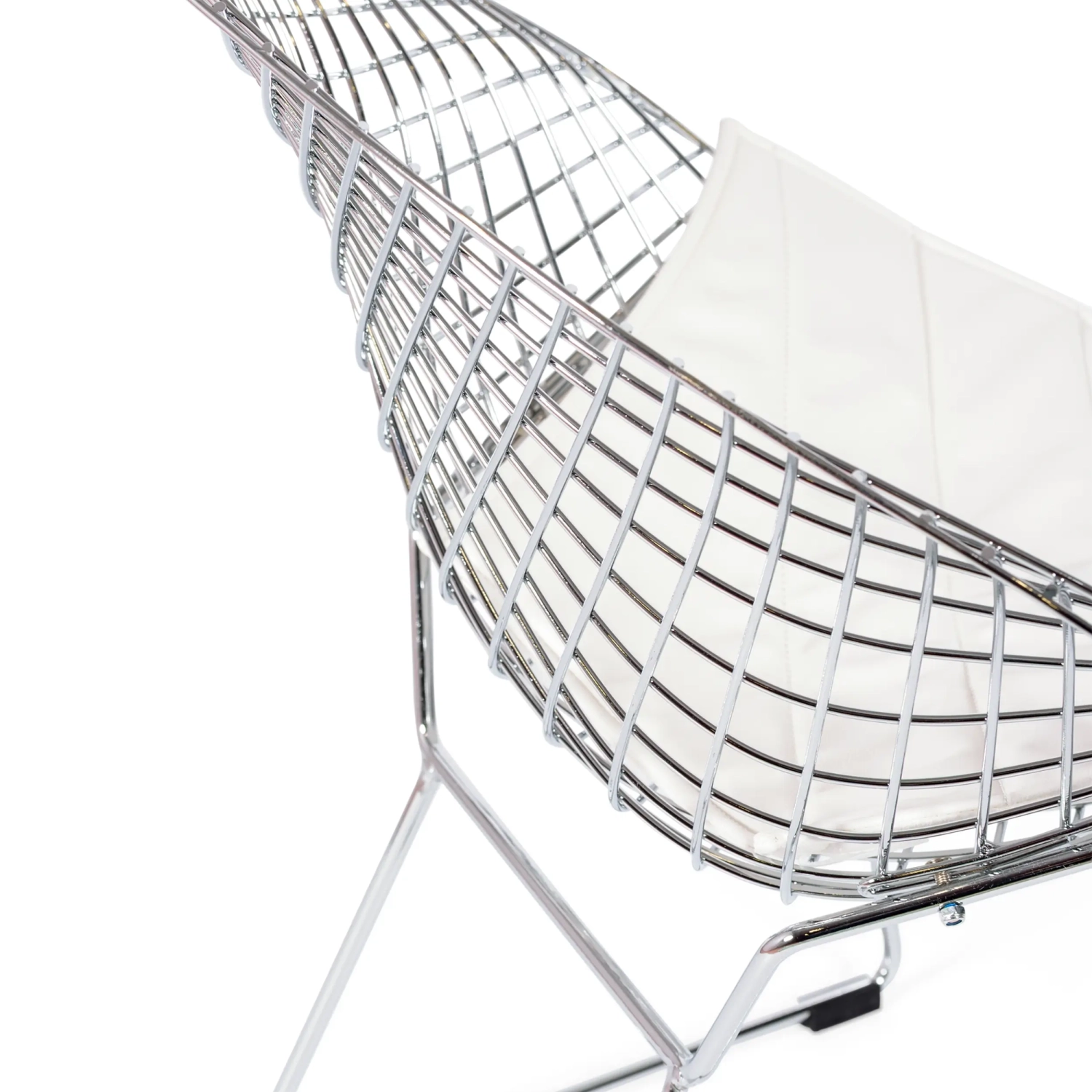 Replica Diamond-tuoli kromattua terästä ja keinonahkainen pehmuste - Bertoia Collection
