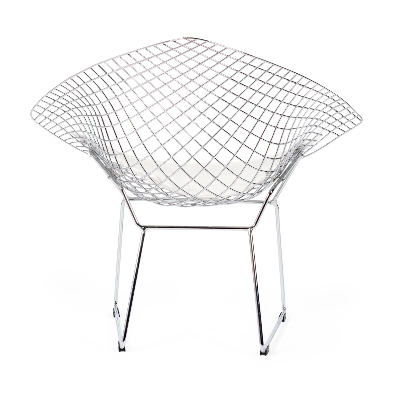 Replica Diamond Stuhl aus verchromtem Stahl und Kunstlederpolster - Bertoia Kollektion
