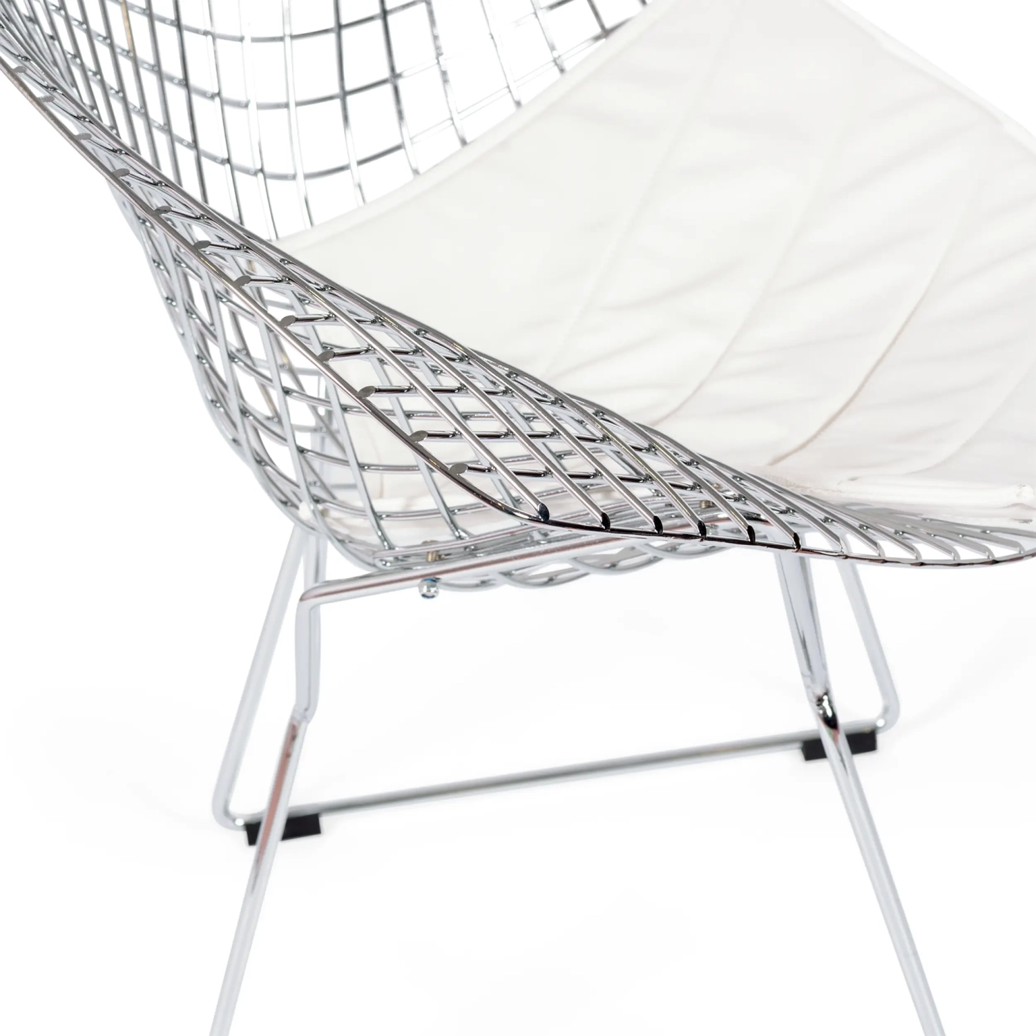 Réplica silla Diamond de acero cromado y cojín en polipiel - Colección Bertoia