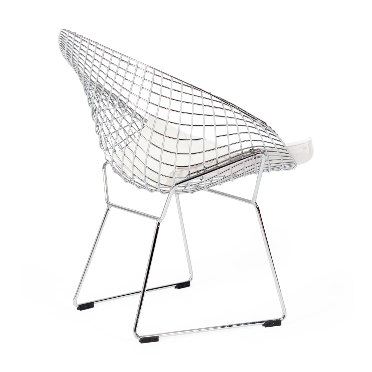 Replica Diamond Stuhl aus verchromtem Stahl und Kunstlederpolster - Bertoia Kollektion
