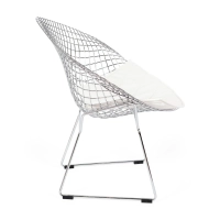 Réplique de la chaise Diamond en acier chromé et coussin en simili-cuir - Collection Bertoia