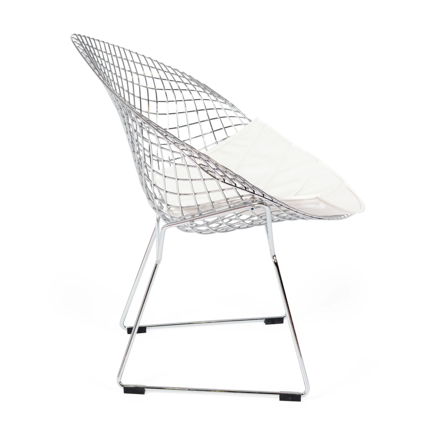 Replica Diamond chair in chromed steel and leatherette cushion - Bertoia Collection