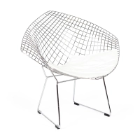 Réplica silla Diamond de acero cromado y cojín en polipiel - Colección Bertoia