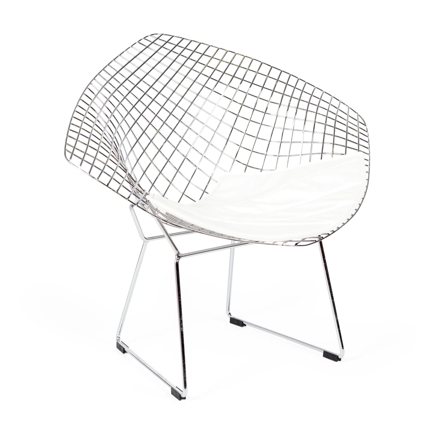 Réplique de la chaise Diamond en acier chromé et coussin en simili-cuir - Collection Bertoia
