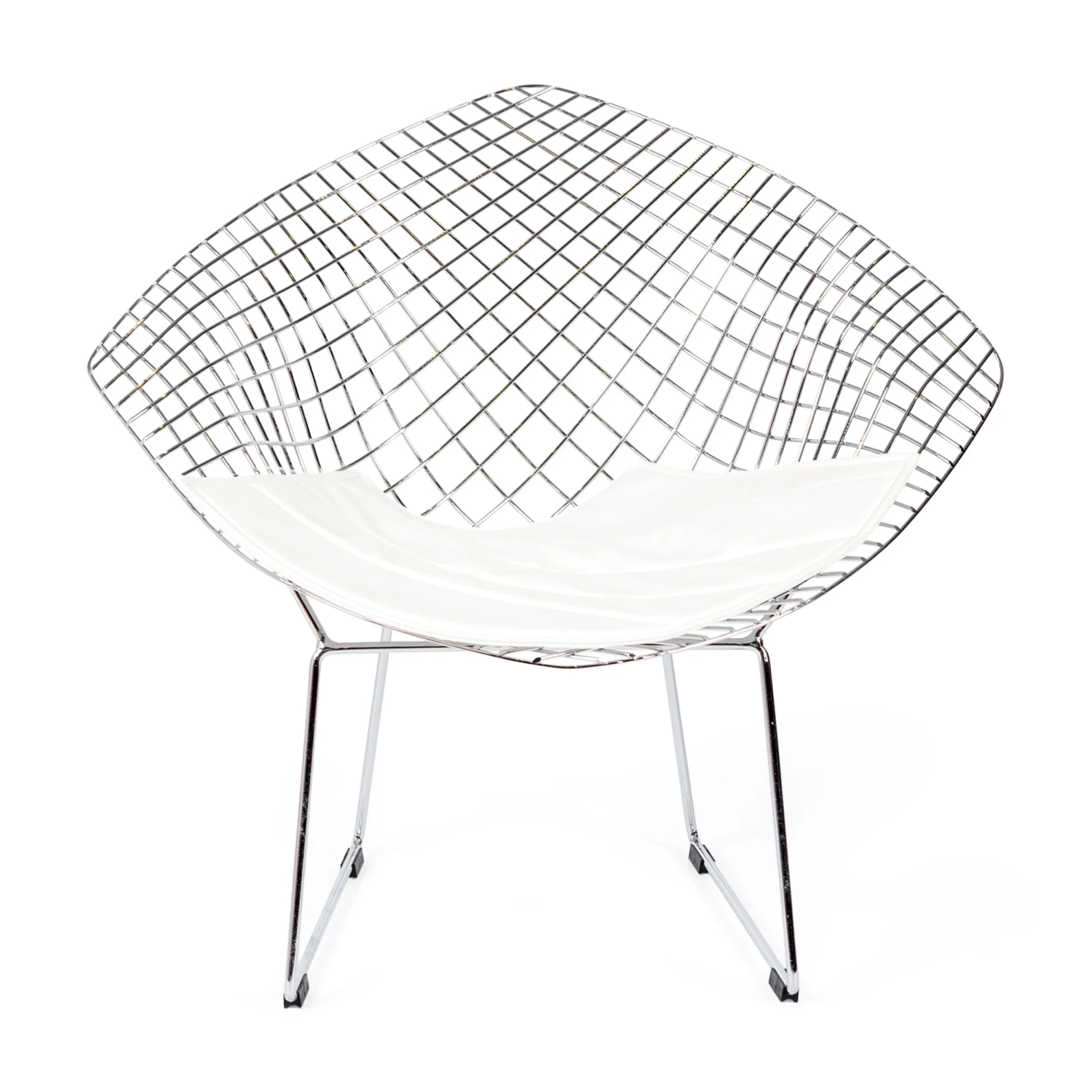 Replica Diamond-stol i förkromat stål och dyna i konstläder - Bertoia Collection