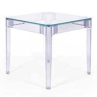 Tavolo da pranzo quadrato Ghost da 80 cm: design trasparente e moderno