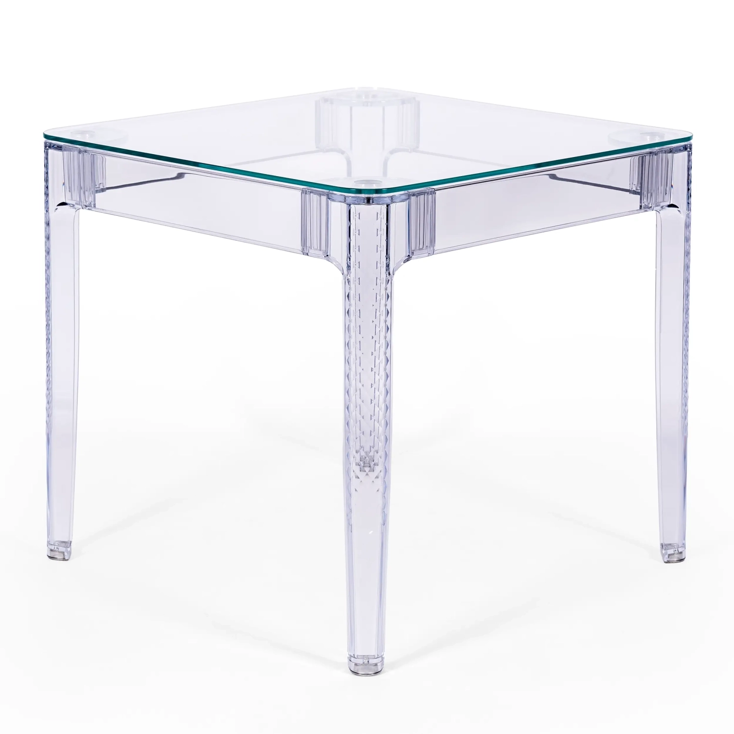 Čtvercový jídelní stůl Ghost 80 cm : transparentní moderní design
