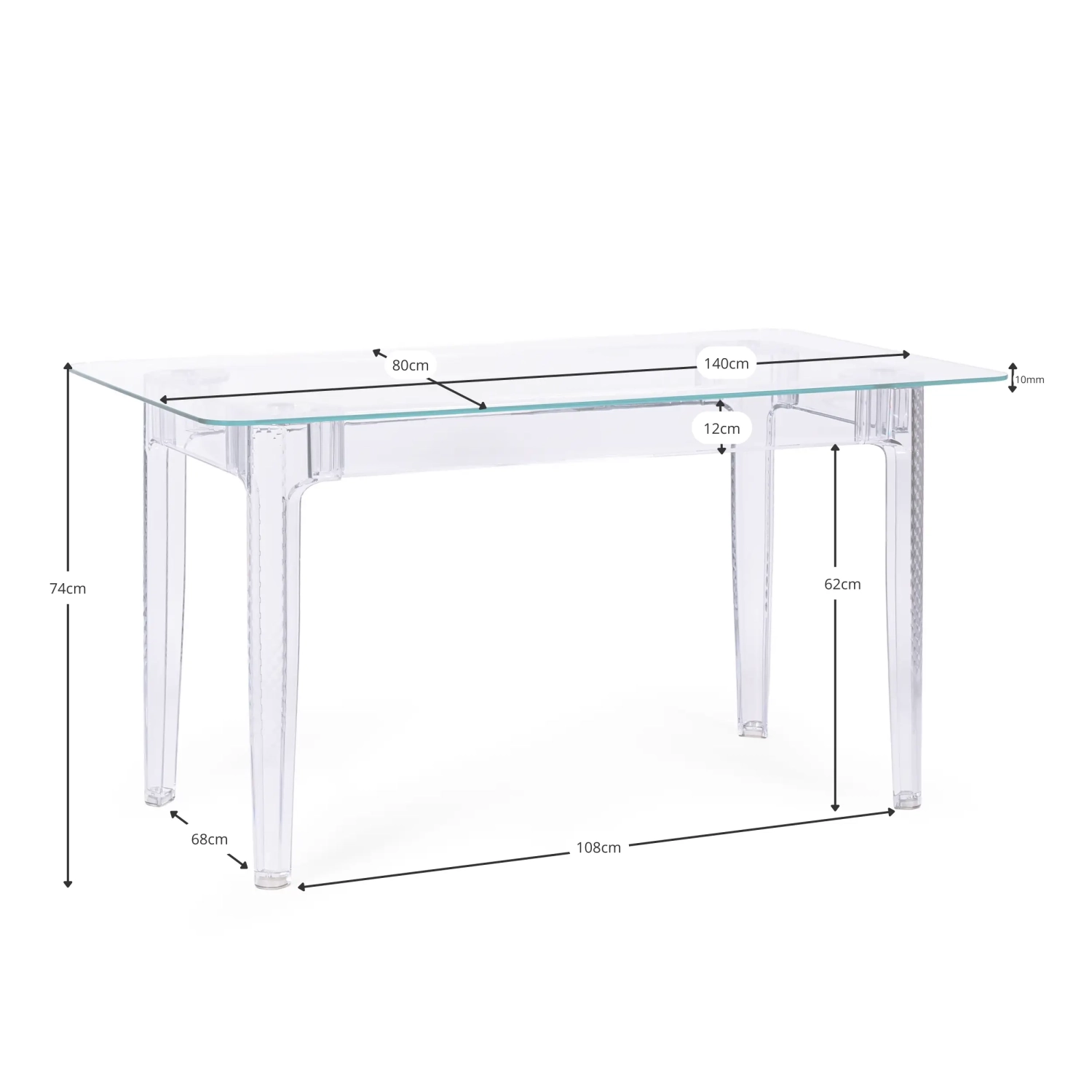 Ghost Esstisch 140x80 cm | Modernes Transparentes Design