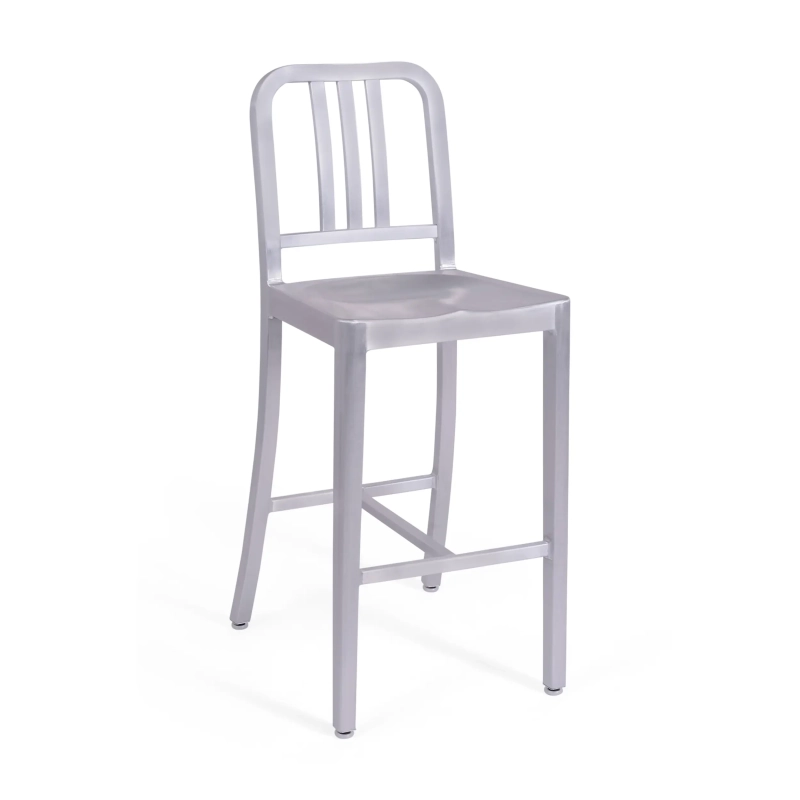 Tamborete Navi Army 66 cm em alumínio | Design industrial elegante