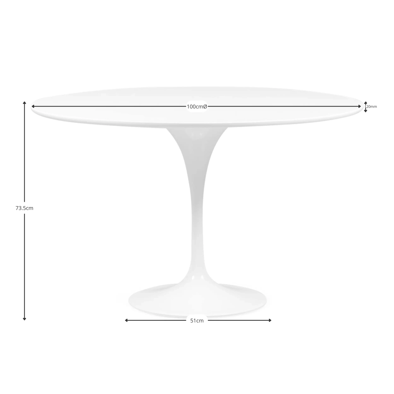 Inspiration Esstisch Tulip 100cm - Design Esstisch - Mobelarium